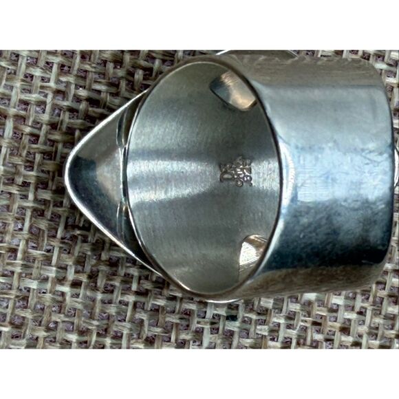 Sterling Silver Multi-Color Inlay Ring – Bold Modernist Statement, Size 7 - Picture 4 of 7